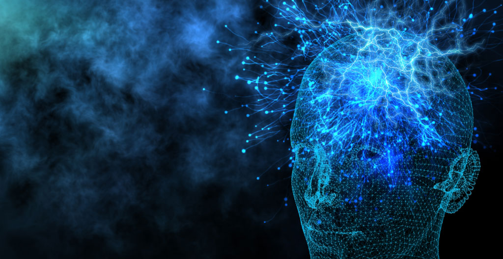 Cerveau transparent avec zones lumineuses reprogrammées par des faisceaux